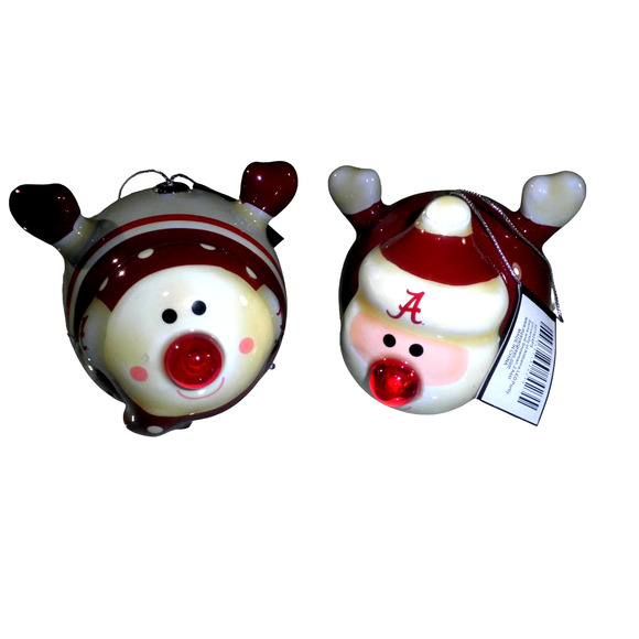 Alabama Crimson Tide NCAA Licensed LED Santa & Snowman Christmas Ornaments - Picture 2 of 8